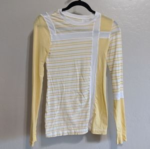 Lululemon Striped Yellow and White Long Sleeve Tee